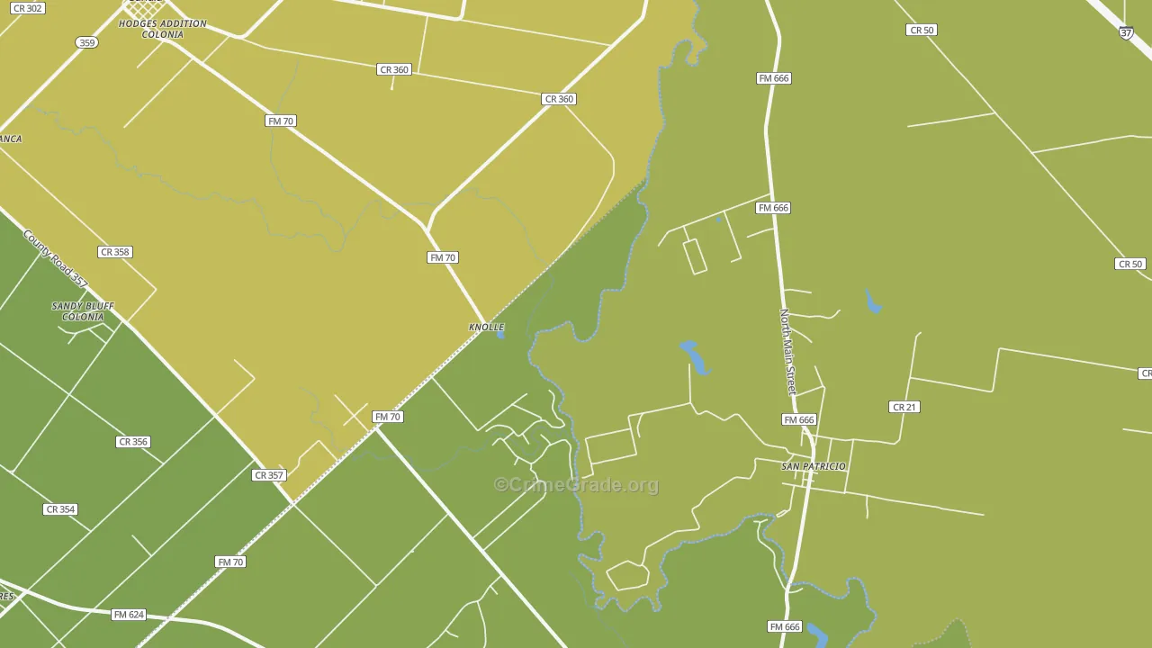 San Patricio, TX Map of Arson Rates