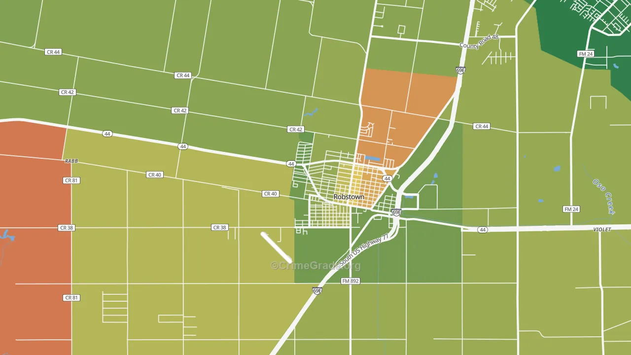 San Pedro, Robstown, TX Map of Arson Rates