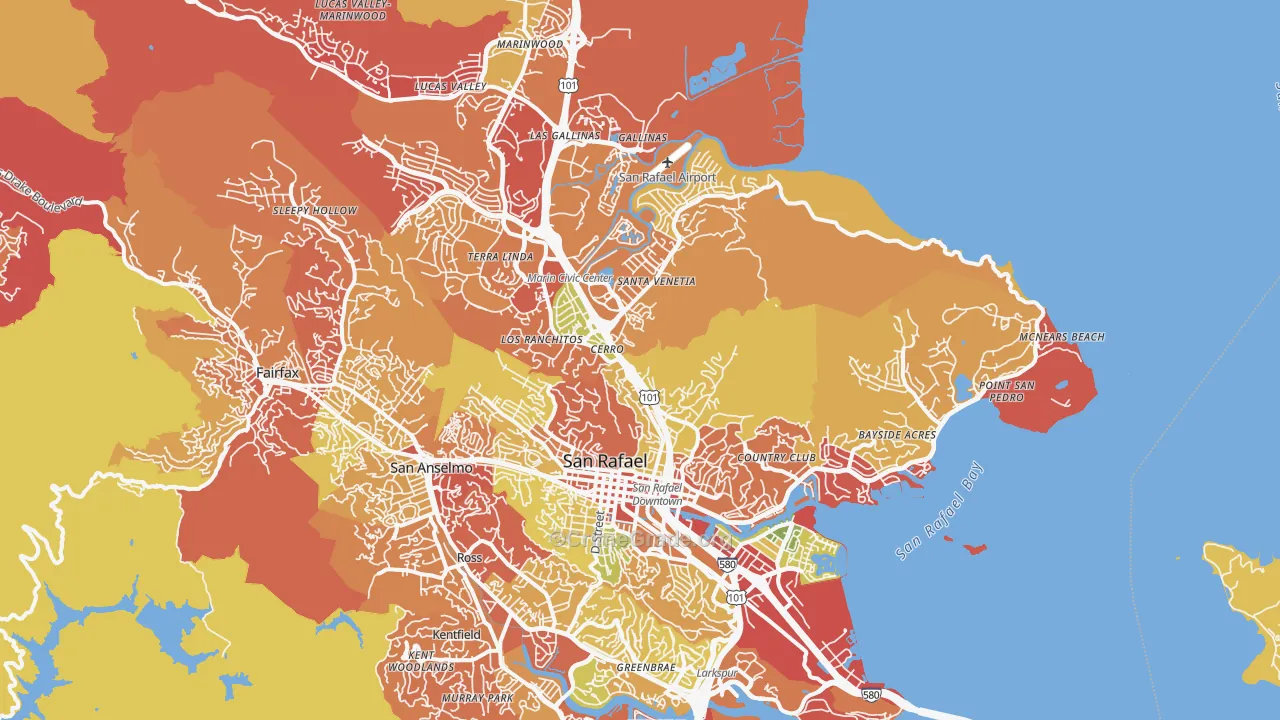 San Rafael, CA Map of Arson Rates