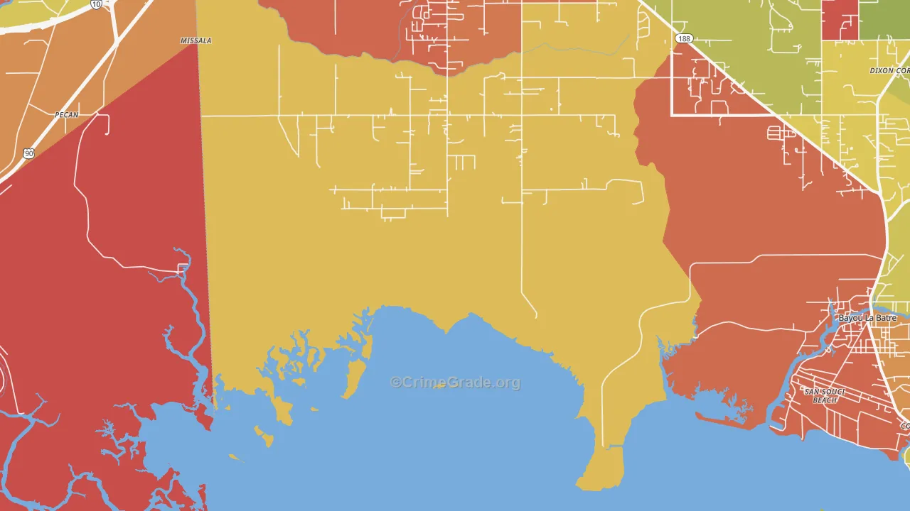 San Souci Beach, AL Map of Arson Rates