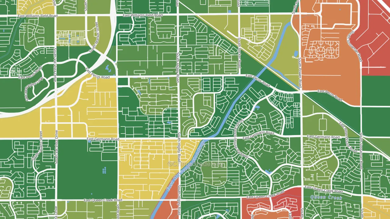 San Tan Ranch, Gilbert, AZ Map of Arson Rates