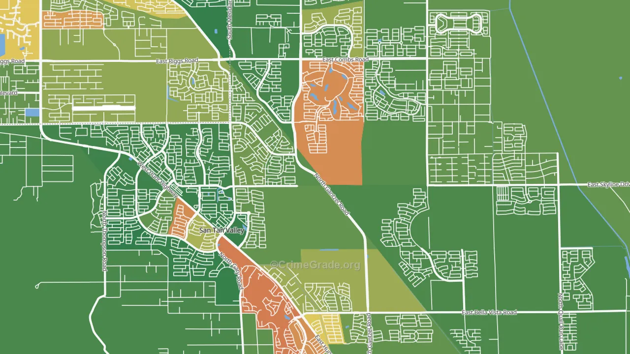 San Tan Valley, AZ Map of Arson Rates