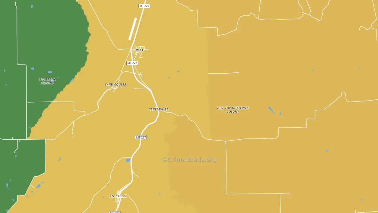 Sand Coulee, MT Map of Arson Rates
