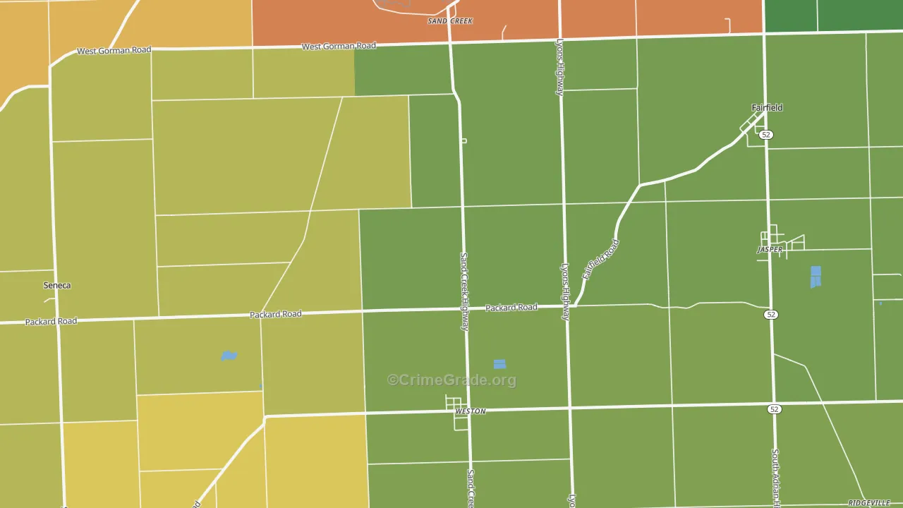 Sand Creek, MI Map of Arson Rates