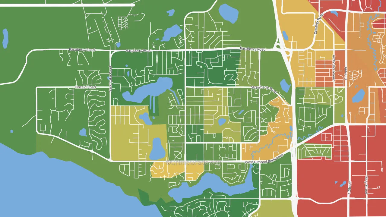 Sand Lake, Anchorage, AK Map of Arson Rates