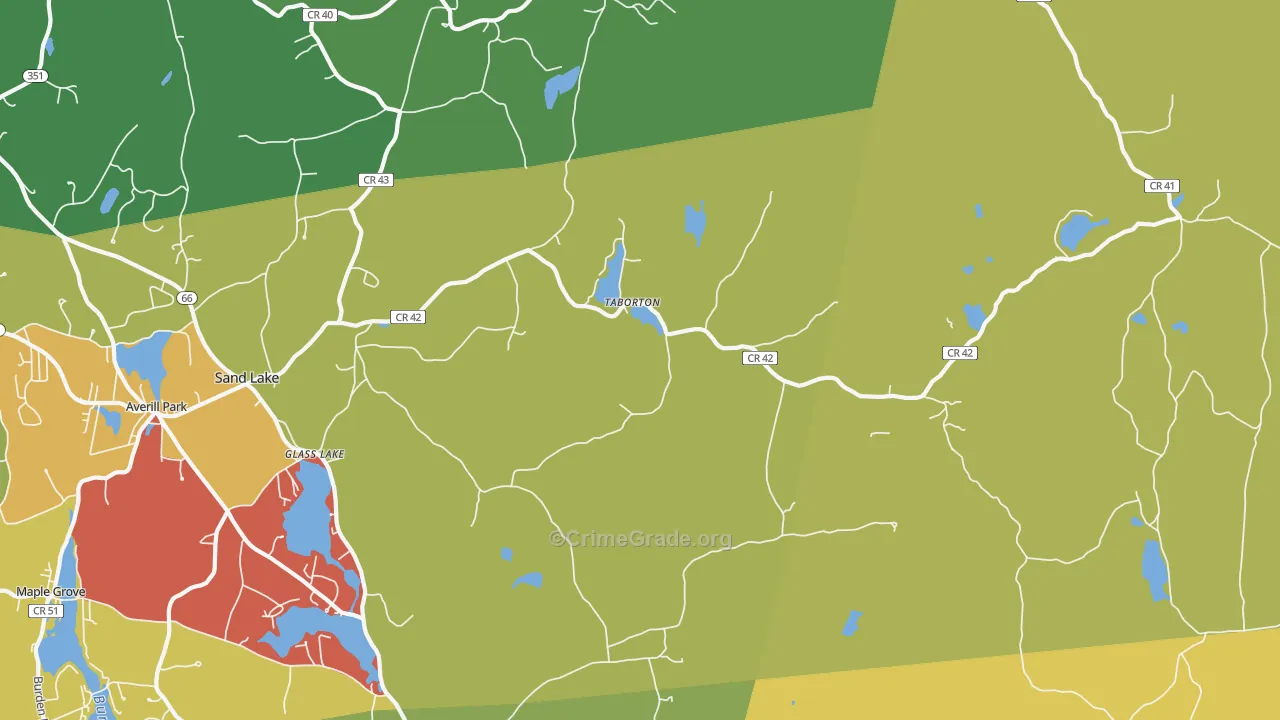 Sand Lake, NY Map of Arson Rates