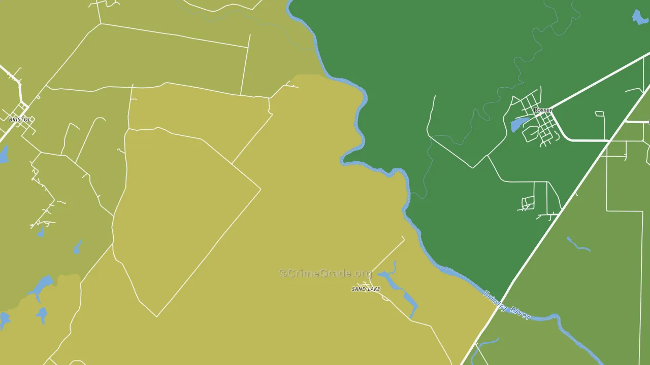 Sand Lake, TX Map of Arson Rates