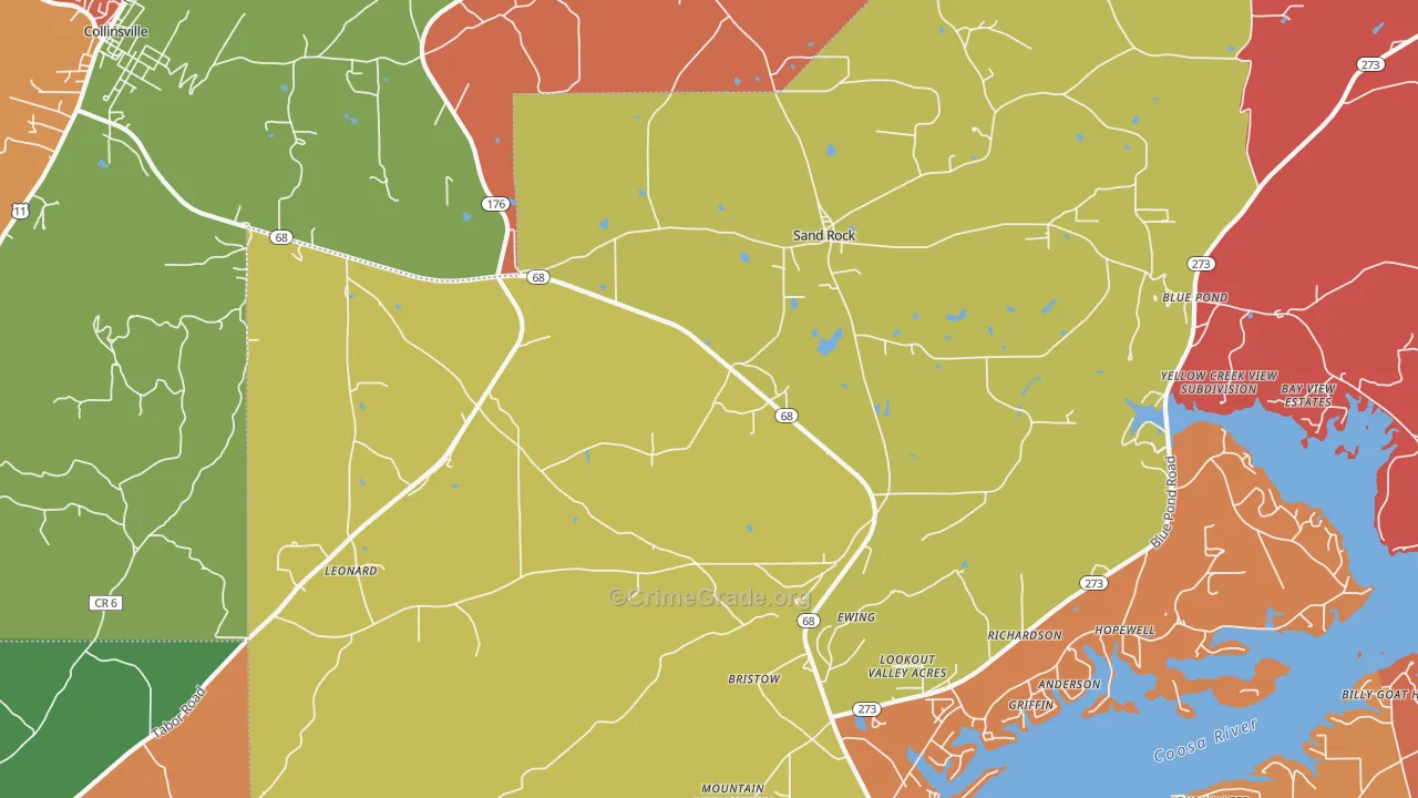 Sand Rock, AL Map of Arson Rates