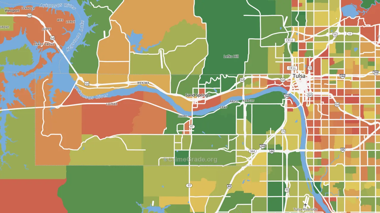 Sand Springs, OK Map of Arson Rates