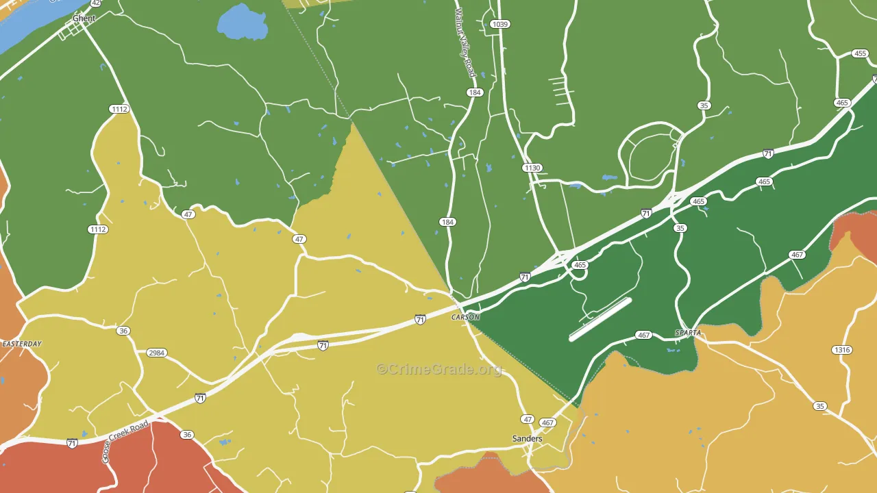 Sanders, KY Map of Arson Rates