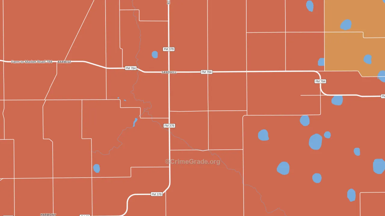 Sandhill, TX Map of Arson Rates