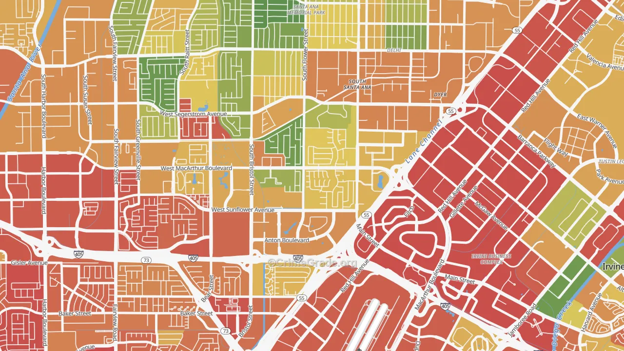Sandpointe, Santa Ana, CA Map of Arson Rates