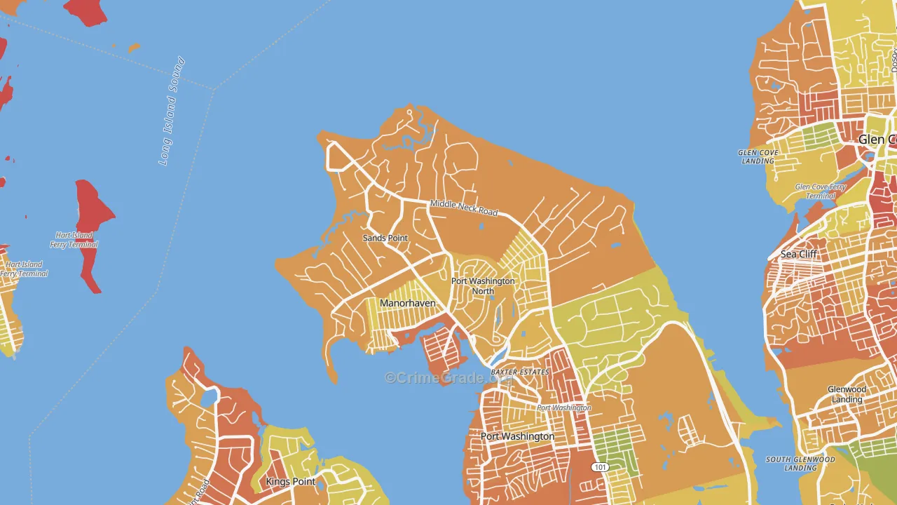 Sands Point, NY Map of Arson Rates
