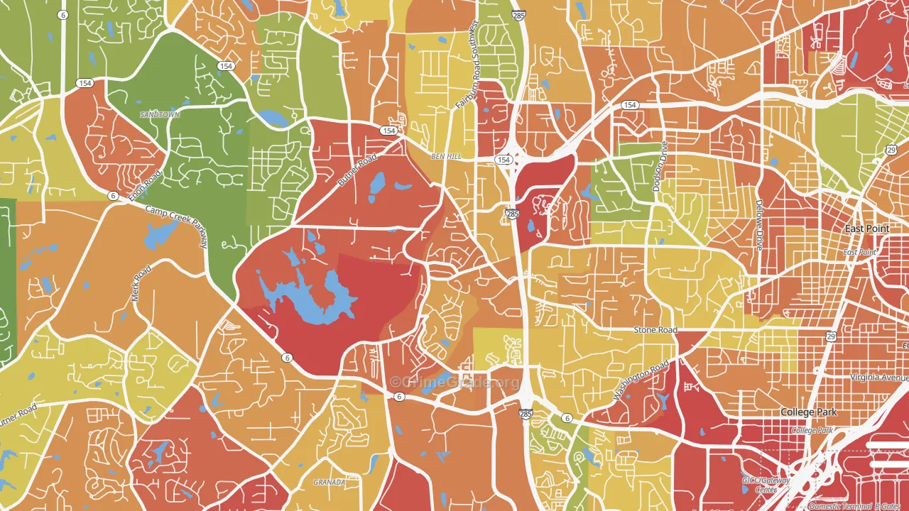 Sandtown-Southeastern Atlanta, Atlanta, GA Map of Arson Rates