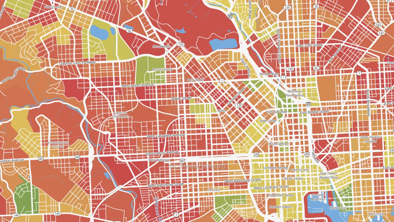 Sandtown-Winchester, Baltimore, MD Map of Arson Rates