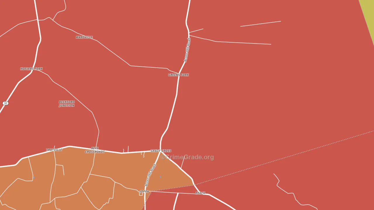 Sandy Cross, NC Map of Arson Rates