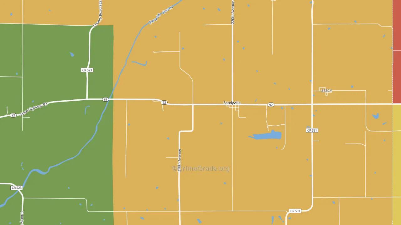 Sandyville, IA Map of Arson Rates