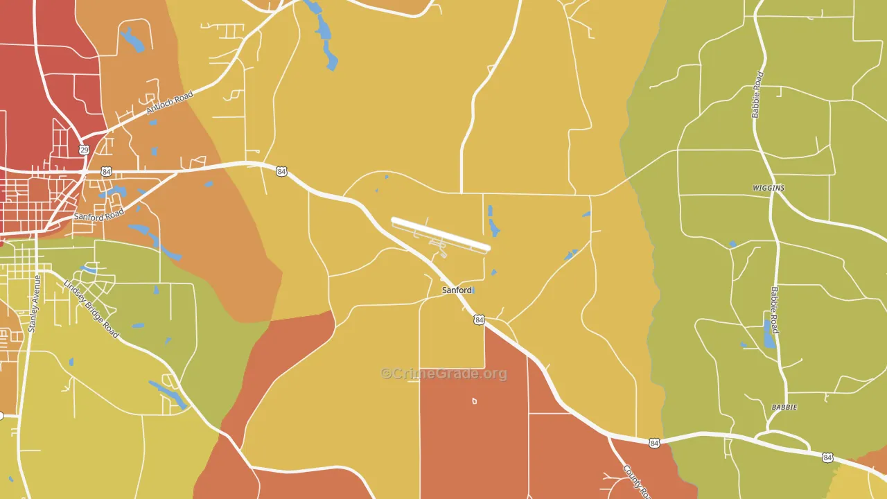 Sanford, AL Map of Arson Rates