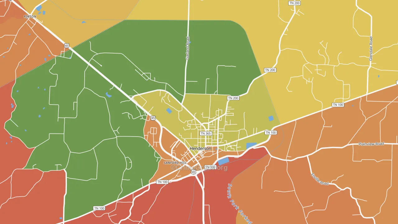 Sanford Hill, TN Map of Arson Rates