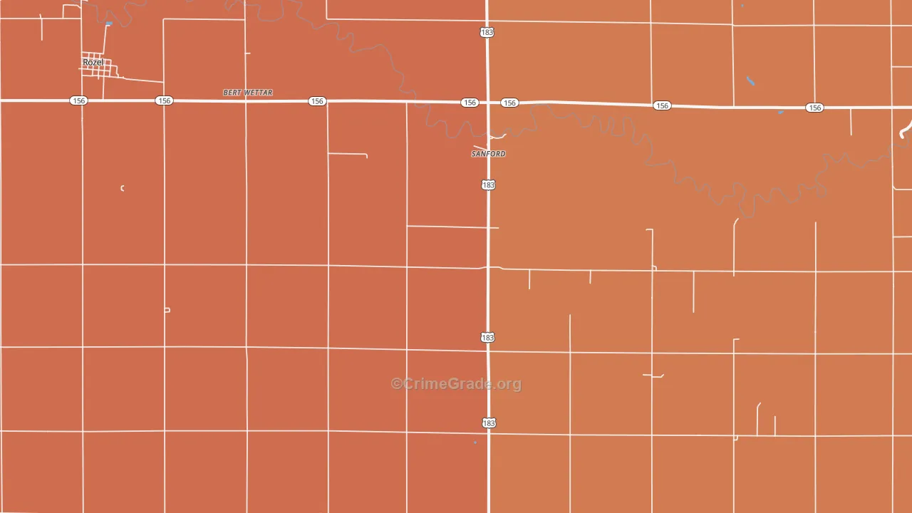 Sanford, KS Map of Arson Rates