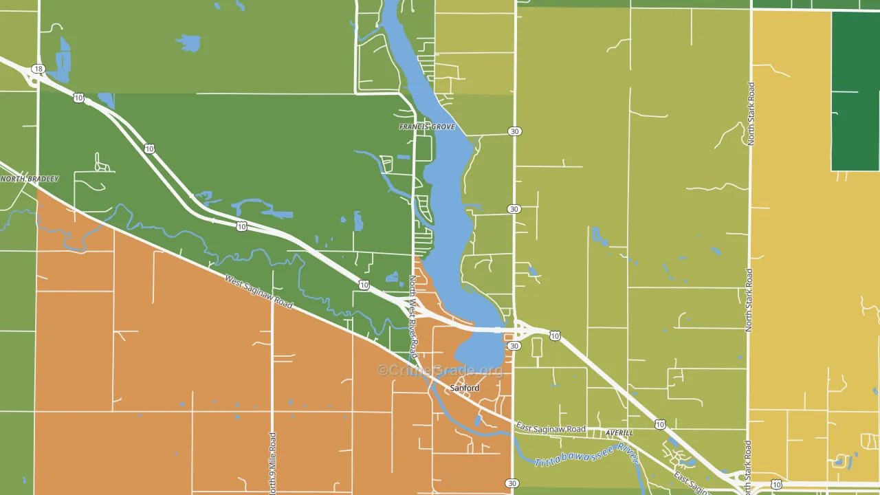 Sanford, MI Map of Arson Rates