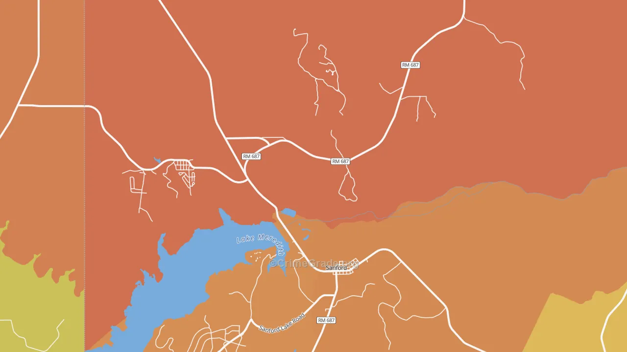 Sanford, TX Map of Arson Rates
