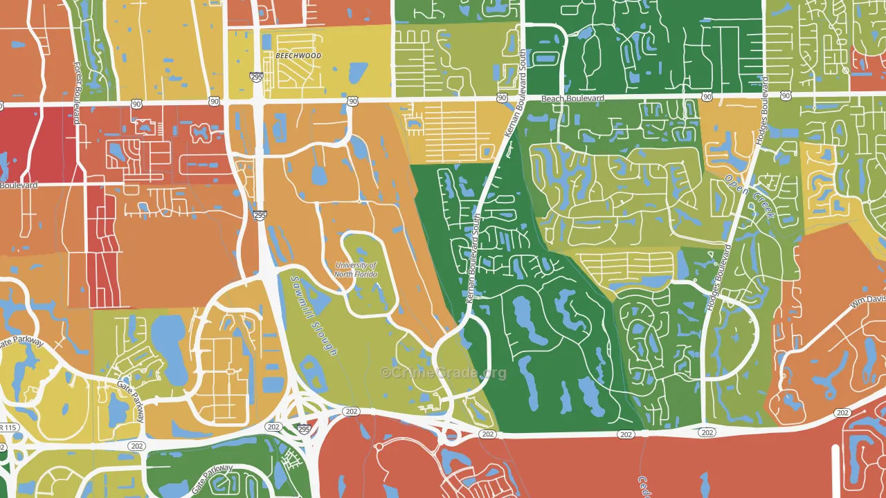 Sans Pareil, Jacksonville, FL Map of Arson Rates