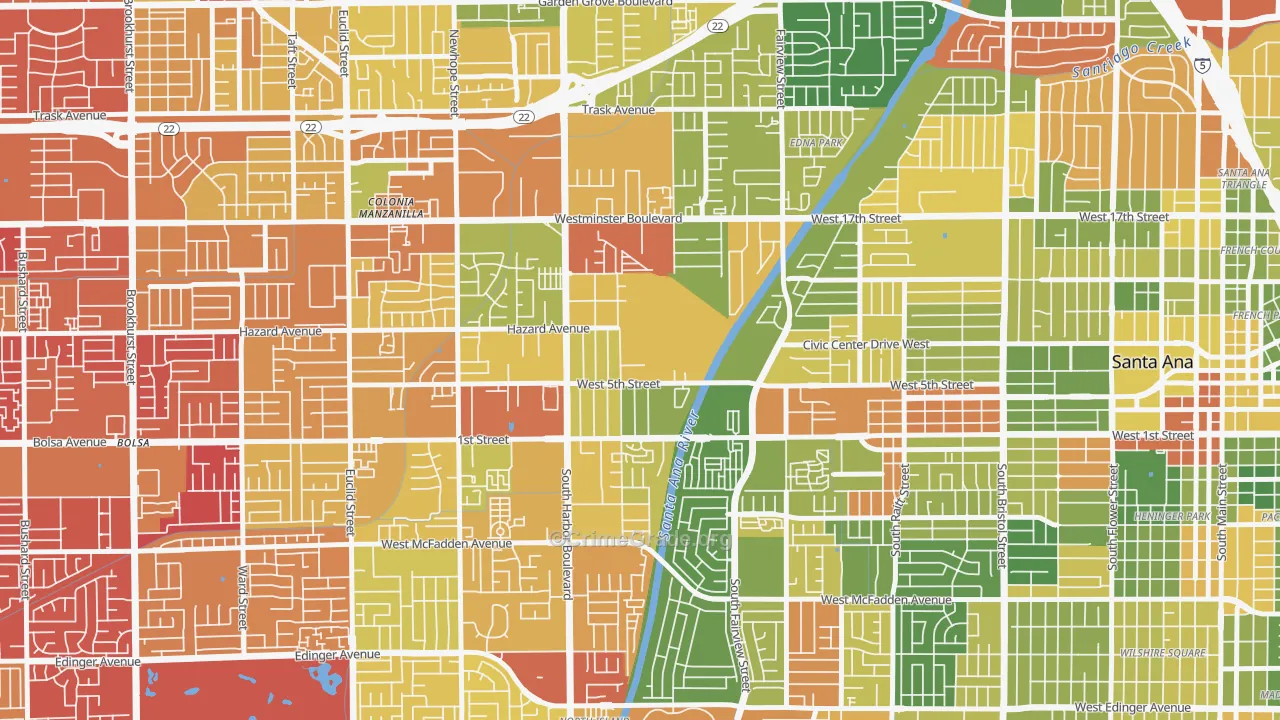 Santa Anita, Santa Ana, CA Map of Arson Rates