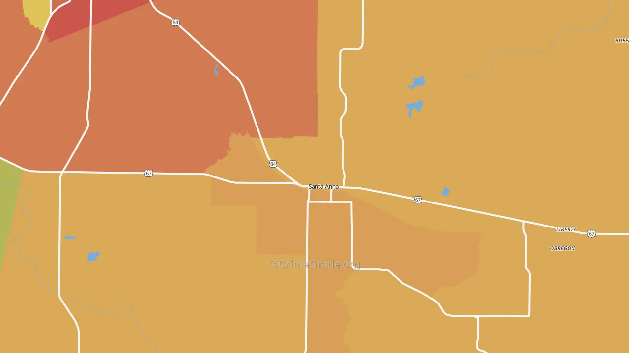 Santa Anna, TX Map of Arson Rates