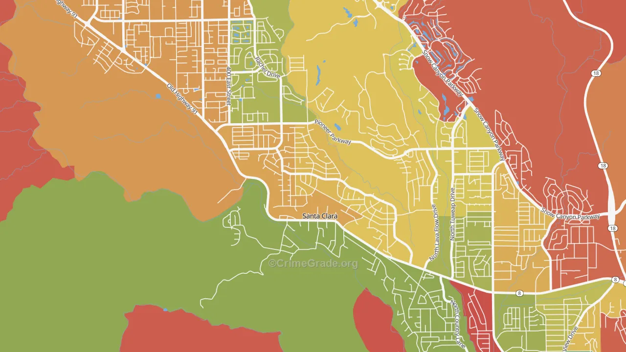 Santa Clara Heights, Santa Clara, UT Map of Arson Rates