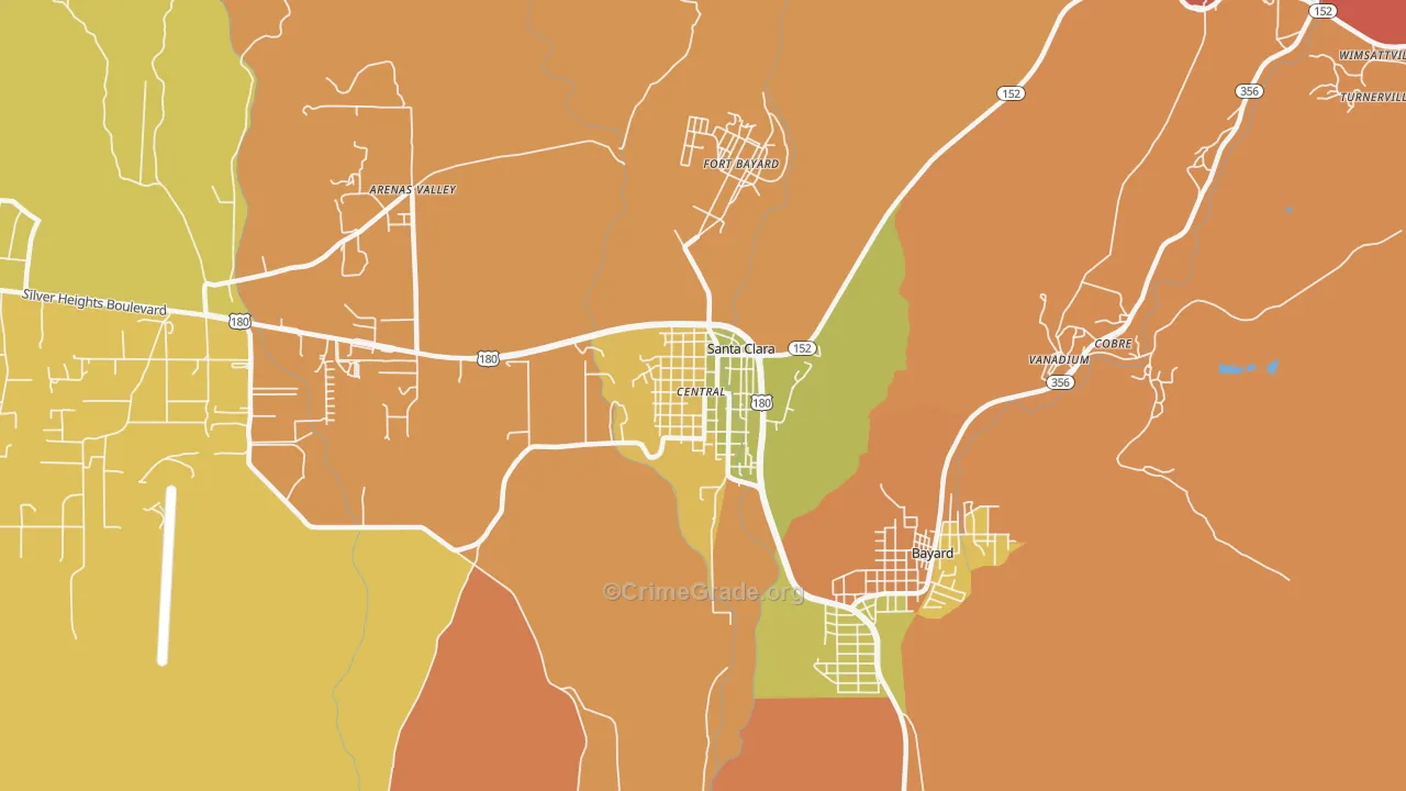 Santa Clara, NM Map of Arson Rates