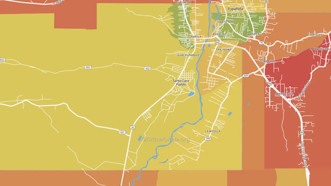 Santa Clara Pueblo, NM Map of Arson Rates
