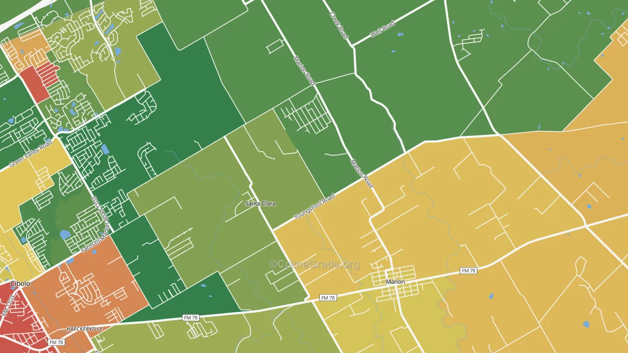 Santa Clara, TX Map of Arson Rates