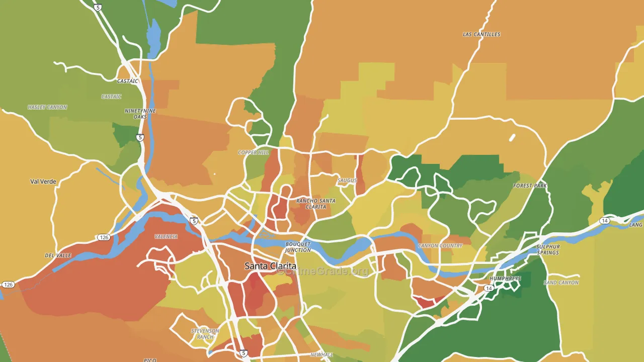 Santa Clarita, CA Map of Arson Rates