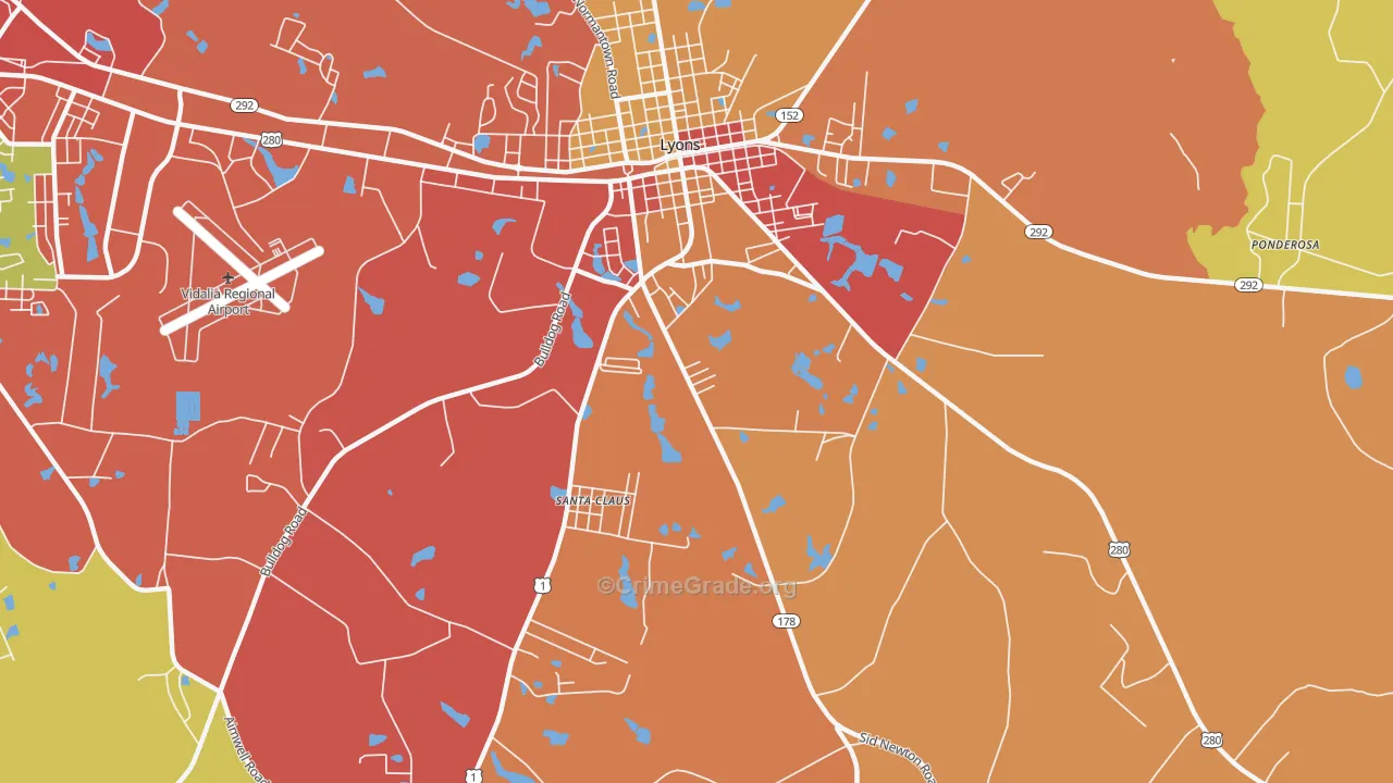 Santa Claus, GA Map of Arson Rates