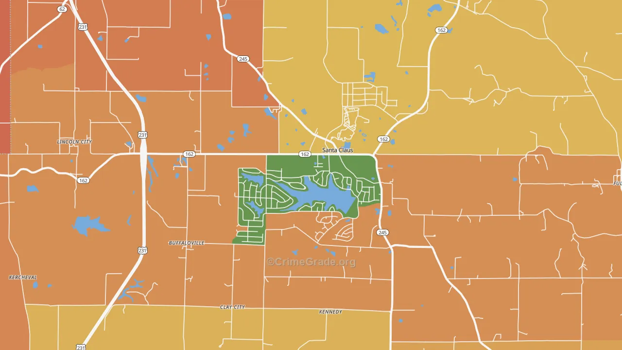 Santa Claus, IN Map of Arson Rates