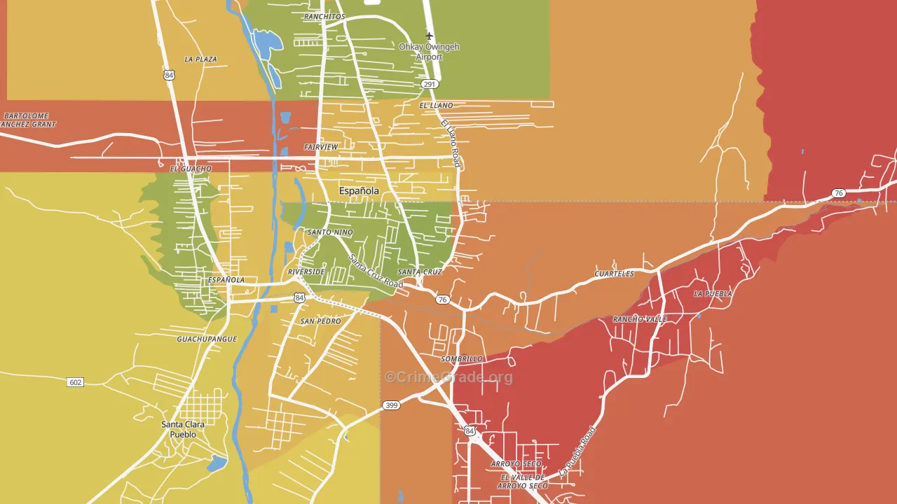 Santa Cruz, NM Map of Arson Rates