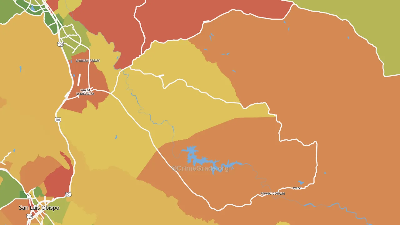 Santa Margarita, CA Map of Arson Rates