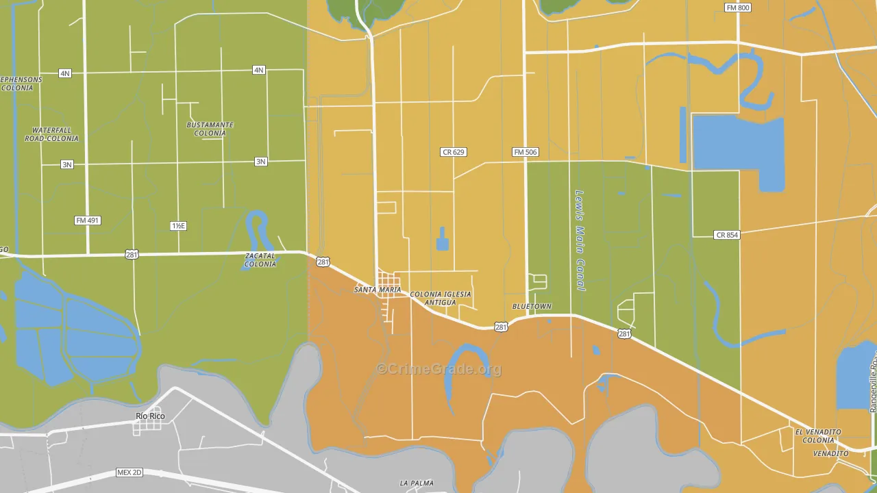 Santa Maria, TX Map of Arson Rates