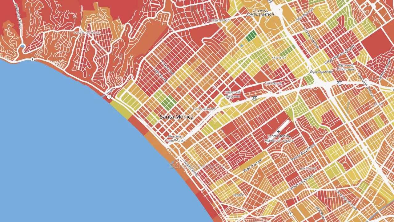 Santa Monica, CA Map of Arson Rates