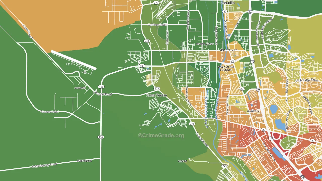Santa Teresa, NM Map of Arson Rates
