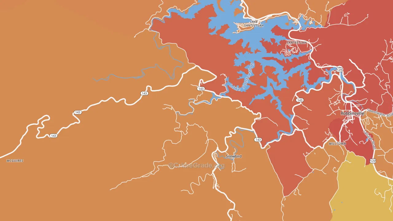 Santeetlah, NC Map of Arson Rates