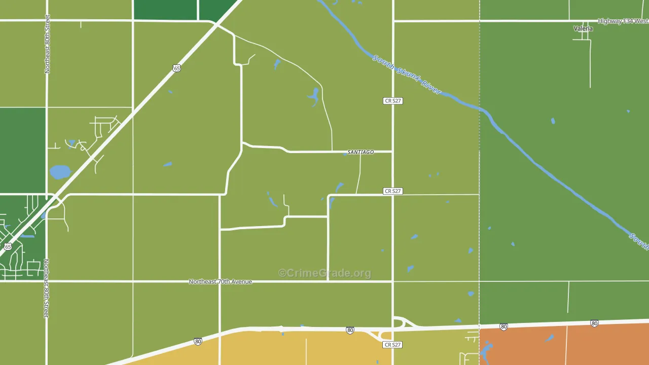 Santiago, IA Map of Arson Rates