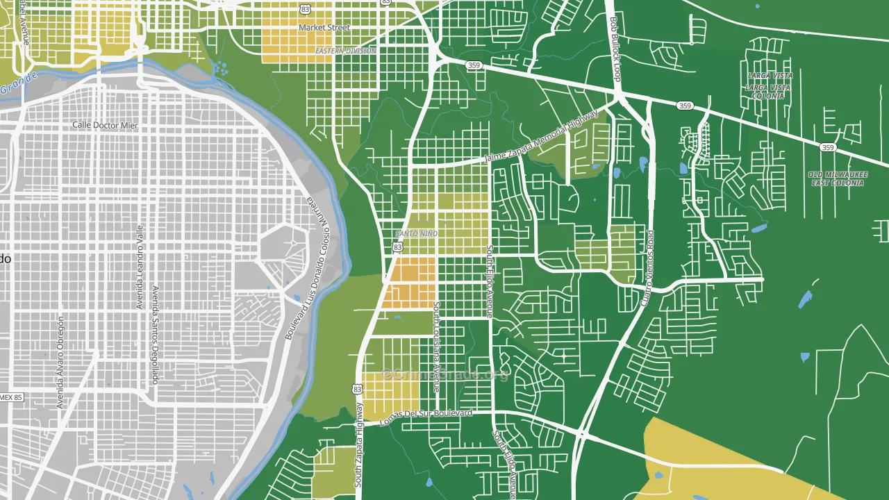 Santo Nino, Laredo, TX Map of Arson Rates