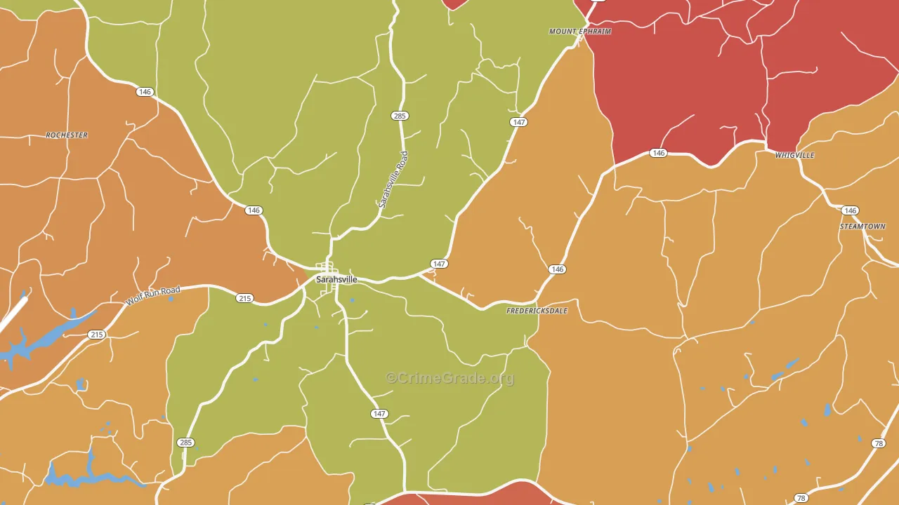 Sarahsville, OH Map of Arson Rates