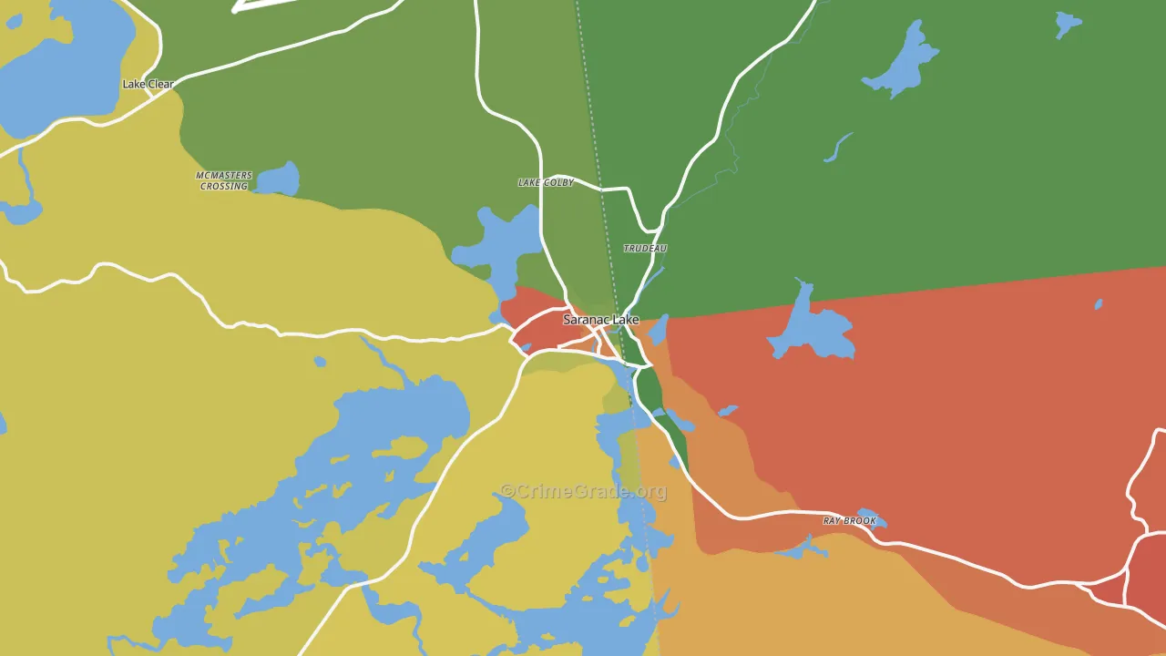 Saranac Lake, NY Map of Arson Rates
