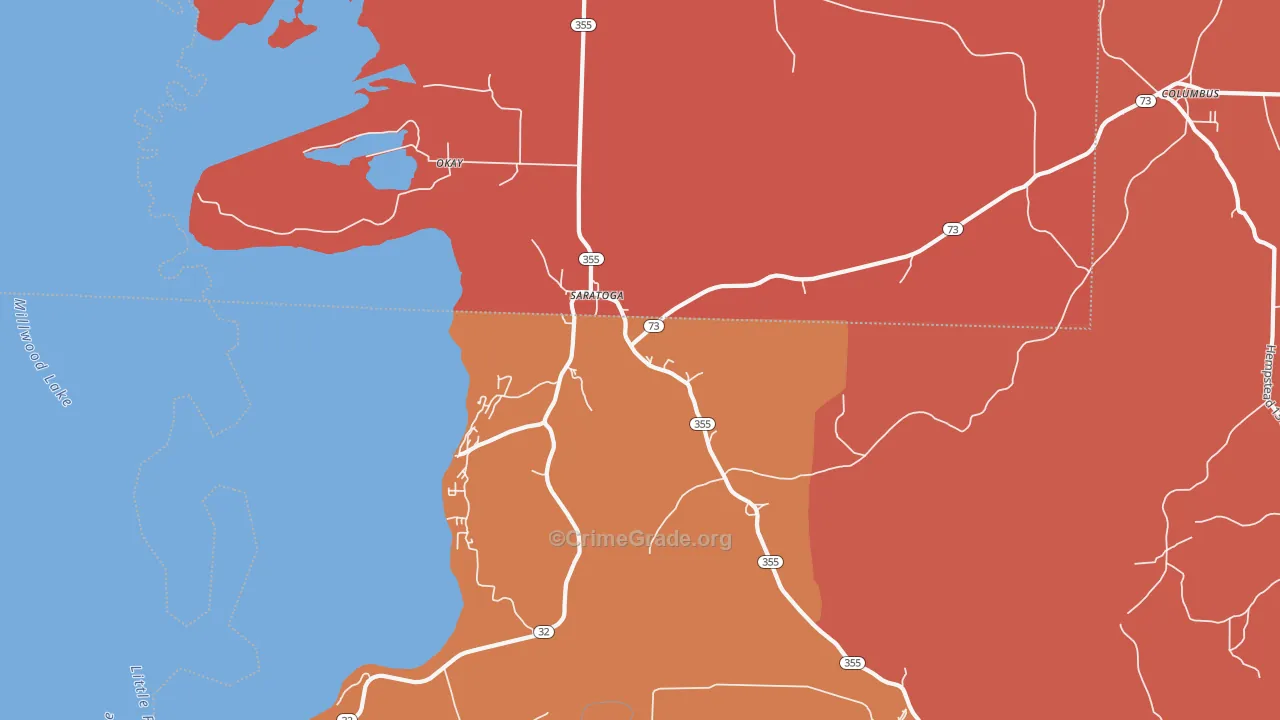 Saratoga, AR Map of Arson Rates
