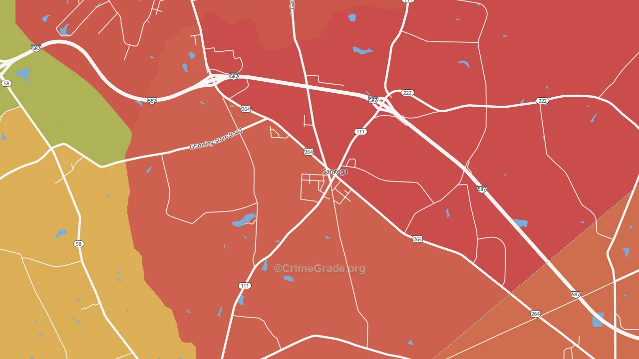 Saratoga, NC Map of Arson Rates