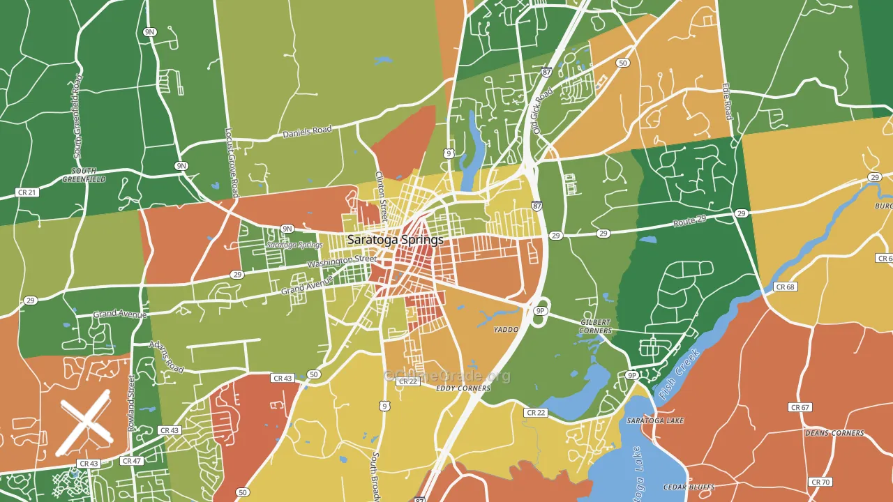 Saratoga Springs, NY Map of Arson Rates