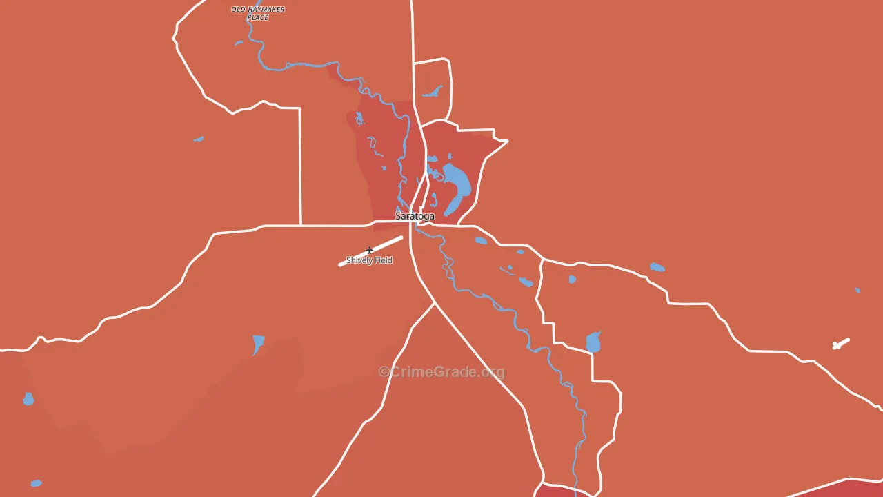 Saratoga, WY Map of Arson Rates